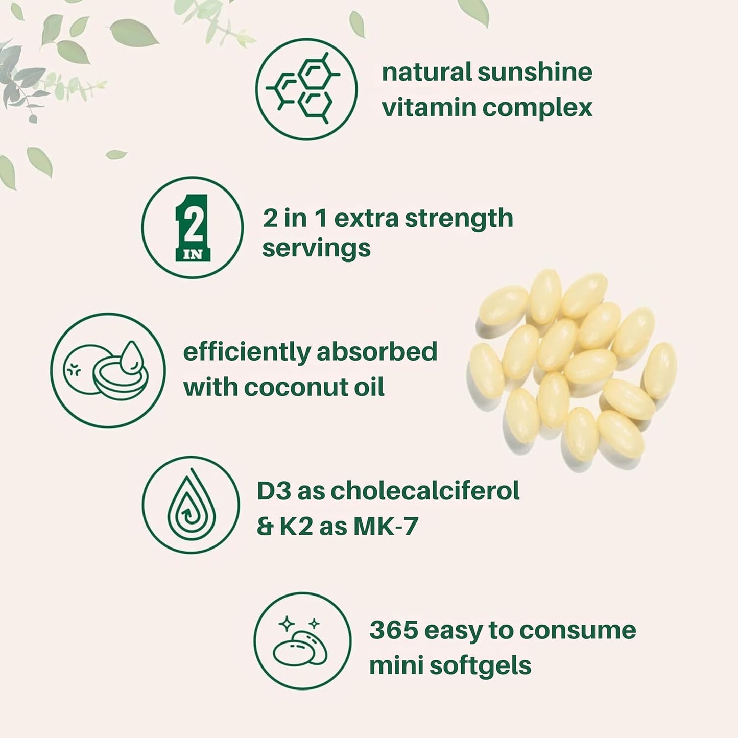 Vital Ingredients Vitamin D3 K2 Softgels